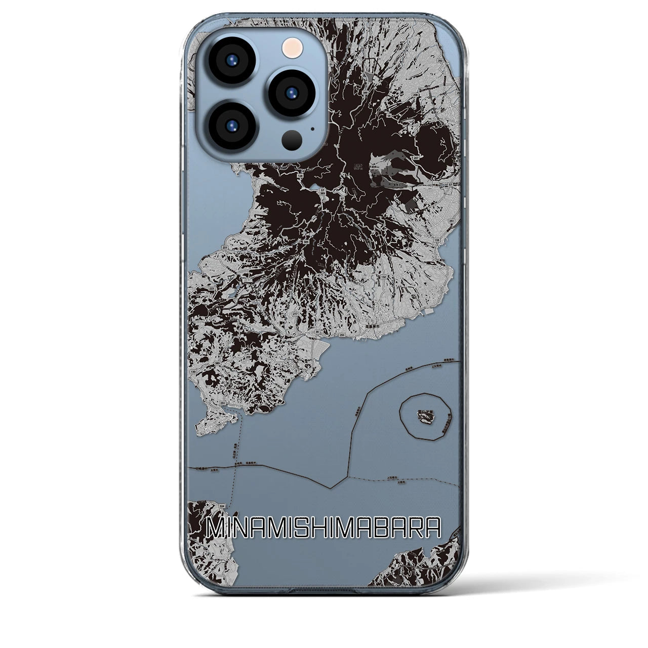 【南島原（長崎県）】地図柄iPhoneケース（クリアタイプ）モノトーン・iPhone 13 Pro Max 用