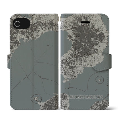 【南島原（長崎県）】地図柄iPhoneケース（手帳タイプ）モノトーン・iPhone SE（第3 / 第2世代） / 8 / 7 / 6s / 6 用