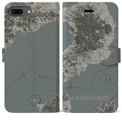 【南島原（長崎県）】地図柄iPhoneケース（手帳タイプ）モノトーン・iPhone 8Plus /7Plus / 6sPlus / 6Plus 用