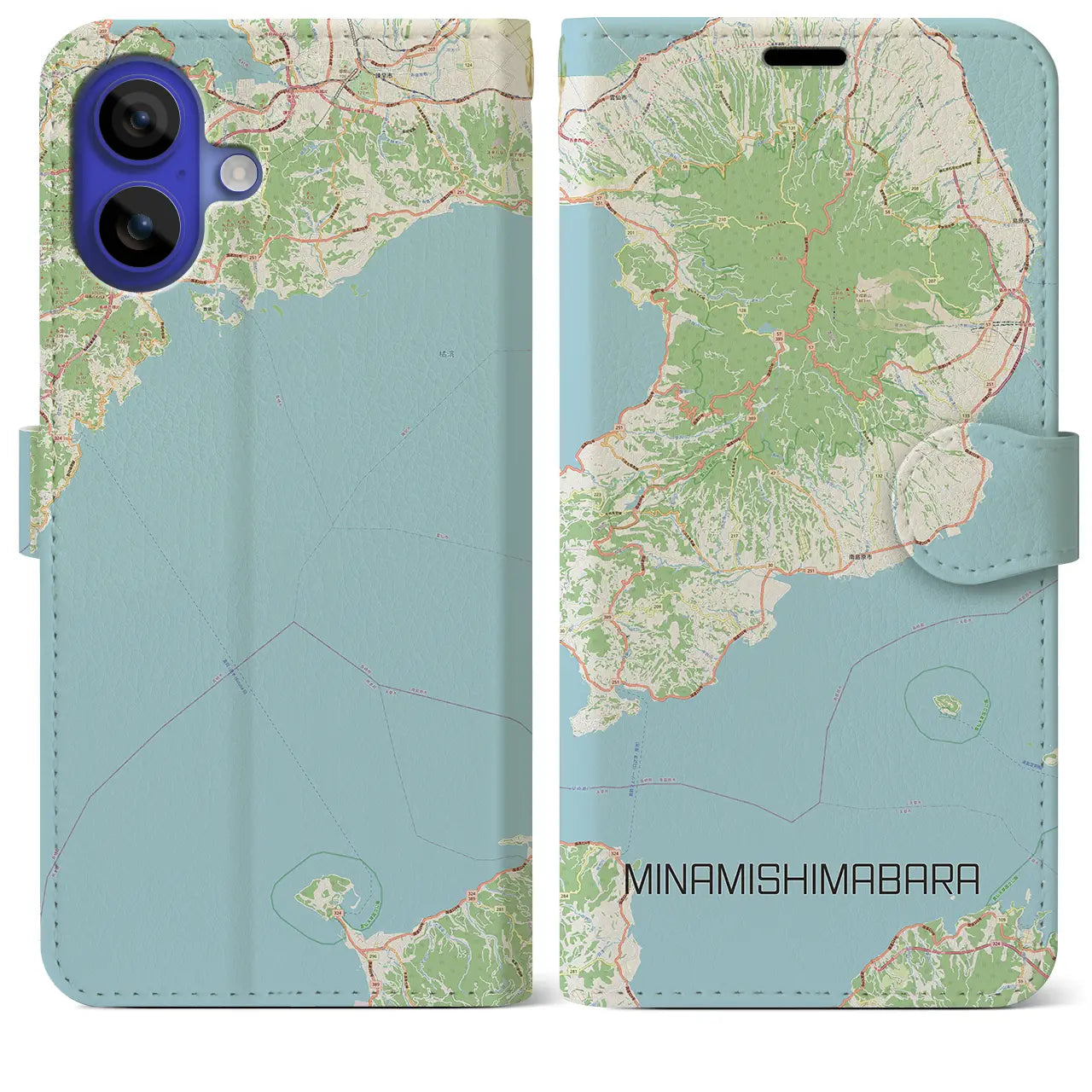 【南島原（長崎県）】地図柄iPhoneケース（手帳タイプ）ナチュラル・iPhone 16 Pro Max 用