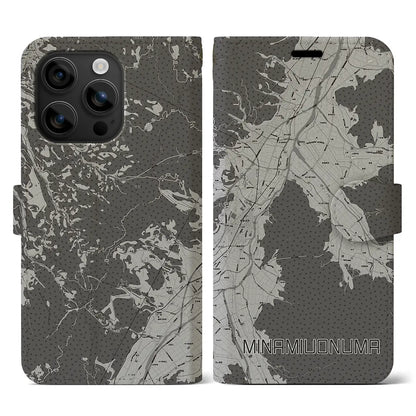 【南魚沼（新潟県）】地図柄iPhoneケース（手帳タイプ）モノトーン・iPhone 16 用