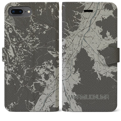 【南魚沼（新潟県）】地図柄iPhoneケース（手帳タイプ）モノトーン・iPhone 8Plus /7Plus / 6sPlus / 6Plus 用