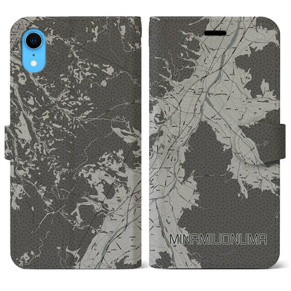 【南魚沼（新潟県）】地図柄iPhoneケース（手帳タイプ）モノトーン・iPhone XR 用