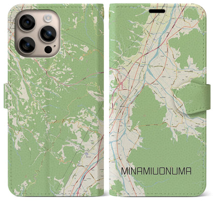 【南魚沼（新潟県）】地図柄iPhoneケース（手帳タイプ）ナチュラル・iPhone 16 Plus 用