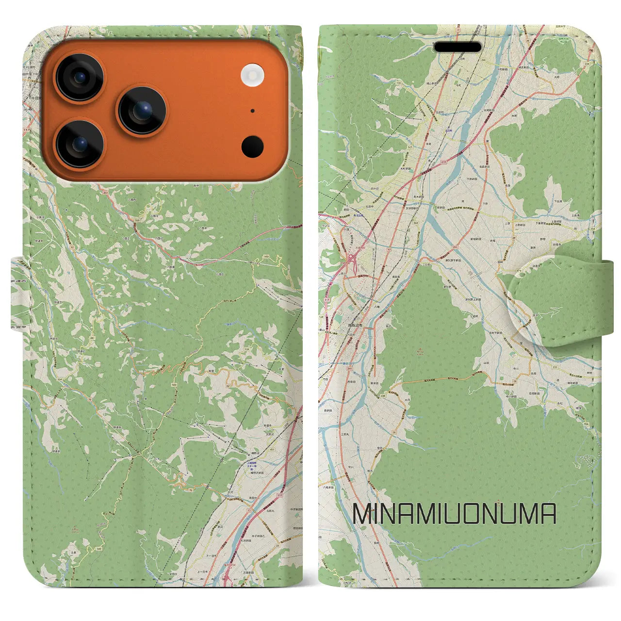 【南魚沼（新潟県）】地図柄iPhoneケース（手帳タイプ）