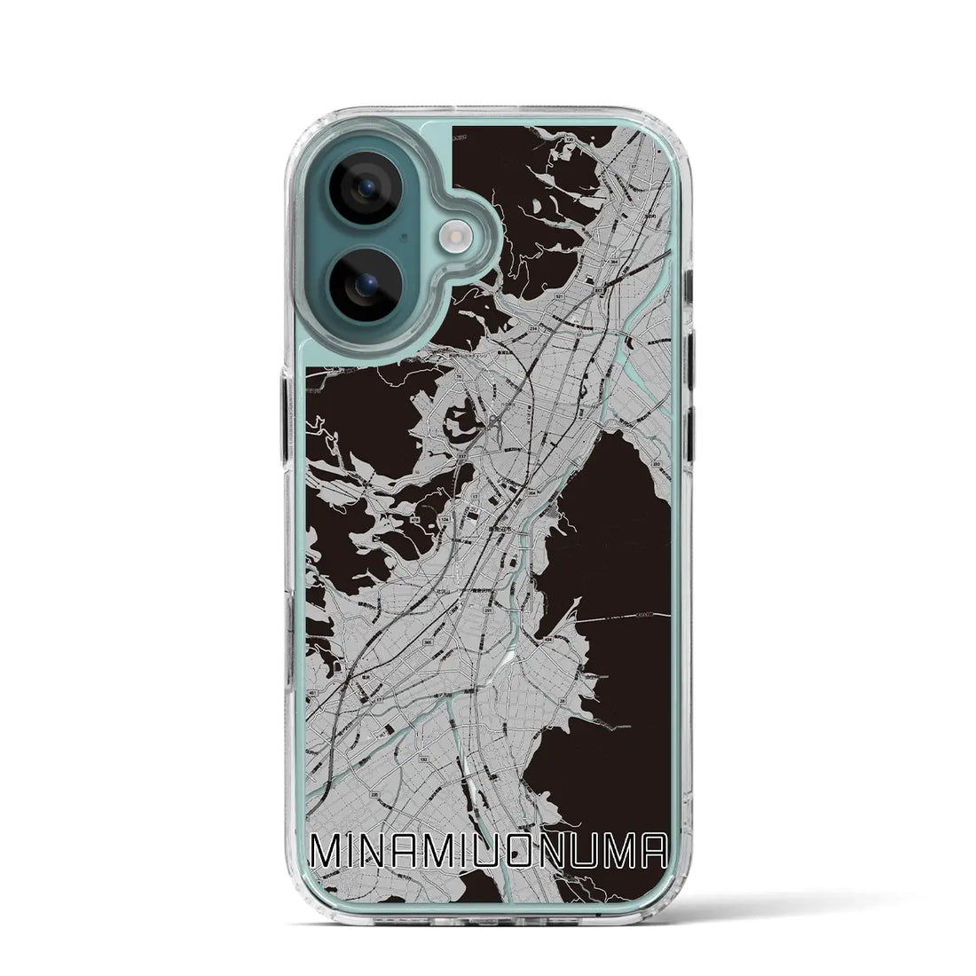 【南魚沼(新潟県)】地図柄iPhoneケース(MagSafeタイプ)モノトーン・iPhone 16 Pro 用