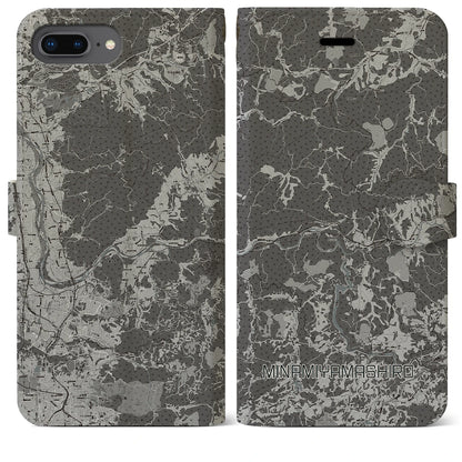 【南山城（京都府）】地図柄iPhoneケース（手帳タイプ）モノトーン・iPhone 8Plus /7Plus / 6sPlus / 6Plus 用