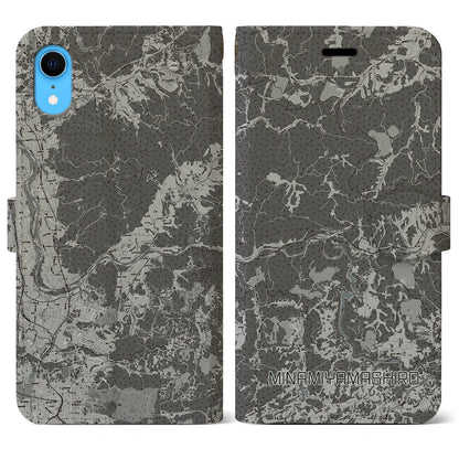 【南山城（京都府）】地図柄iPhoneケース（手帳タイプ）モノトーン・iPhone XR 用