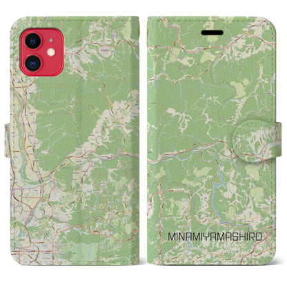 【南山城（京都府）】地図柄iPhoneケース（手帳タイプ）ナチュラル・iPhone 11 用