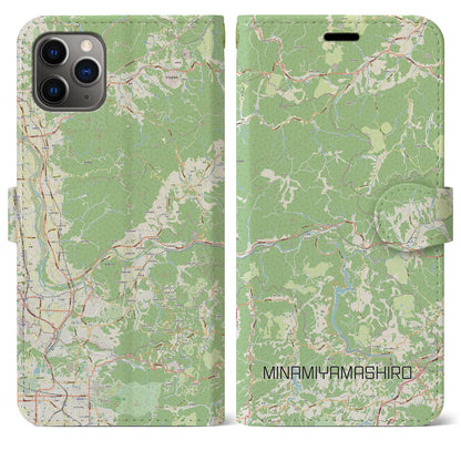 【南山城（京都府）】地図柄iPhoneケース（手帳タイプ）ナチュラル・iPhone 11 Pro Max 用