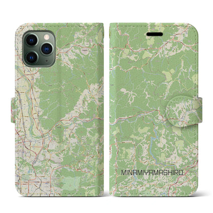 【南山城（京都府）】地図柄iPhoneケース（手帳タイプ）ナチュラル・iPhone 11 Pro 用
