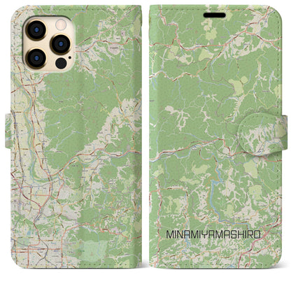 【南山城（京都府）】地図柄iPhoneケース（手帳タイプ）ナチュラル・iPhone 12 Pro Max 用