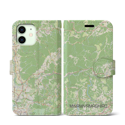 【南山城（京都府）】地図柄iPhoneケース（手帳タイプ）ナチュラル・iPhone 12 mini 用