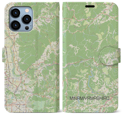 【南山城（京都府）】地図柄iPhoneケース（手帳タイプ）ナチュラル・iPhone 13 Pro Max 用