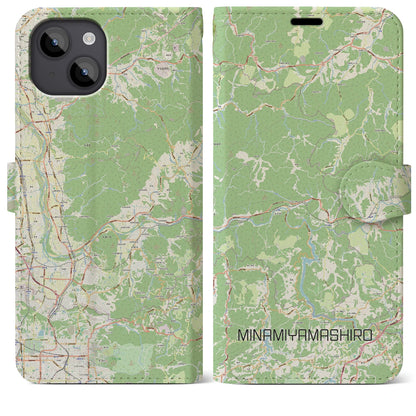 【南山城（京都府）】地図柄iPhoneケース（手帳タイプ）ナチュラル・iPhone 14 Plus 用