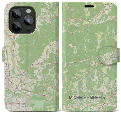 【南山城（京都府）】地図柄iPhoneケース（手帳タイプ）ナチュラル・iPhone 15 Pro Max 用