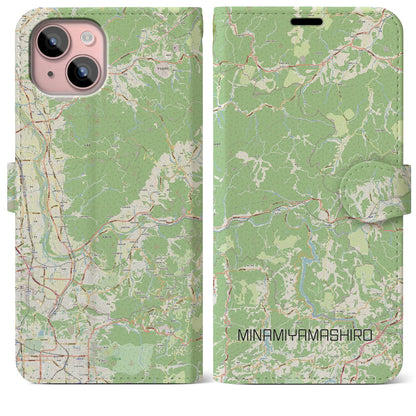 【南山城（京都府）】地図柄iPhoneケース（手帳タイプ）ナチュラル・iPhone 15 Plus 用