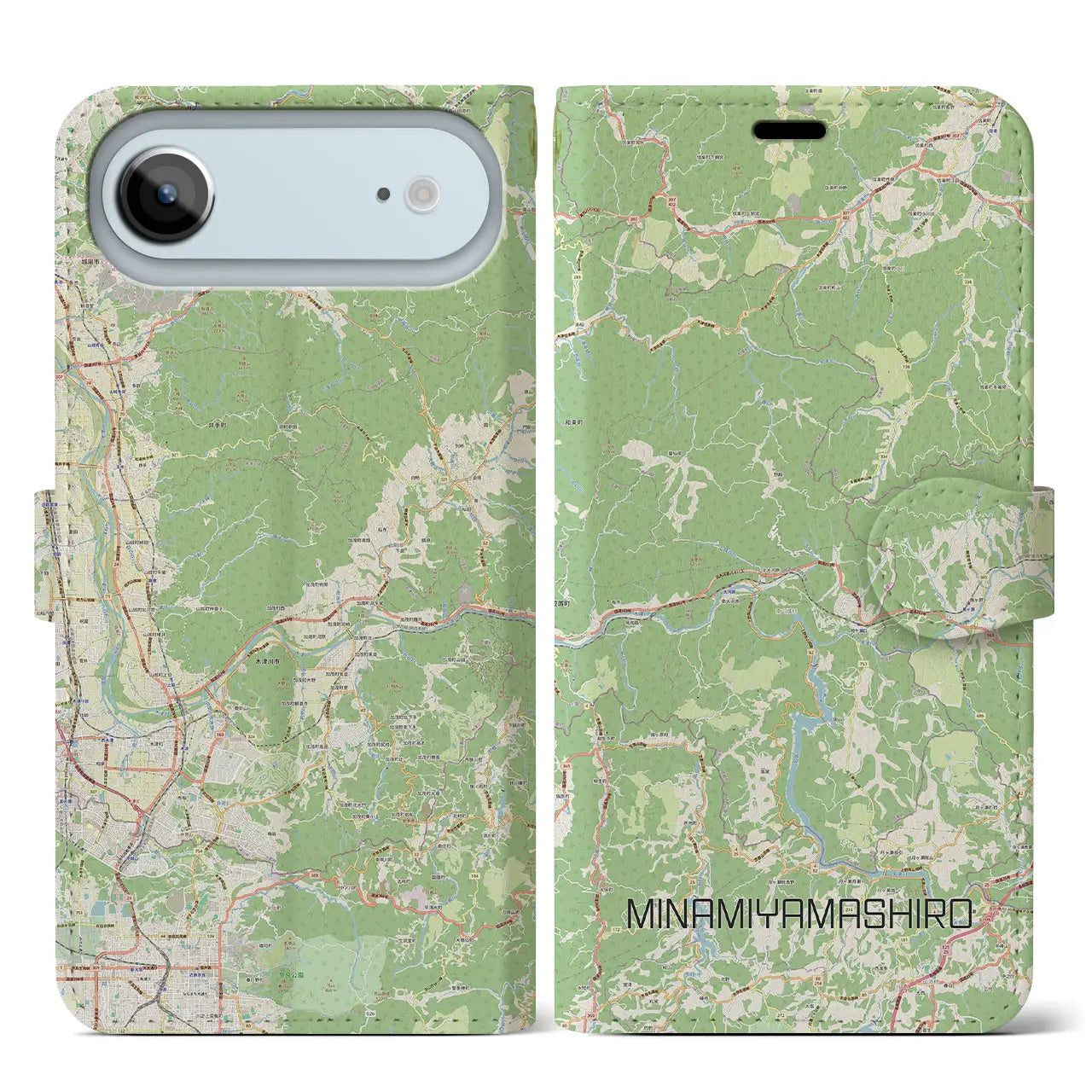 【南山城（京都府）】地図柄iPhoneケース（手帳タイプ）