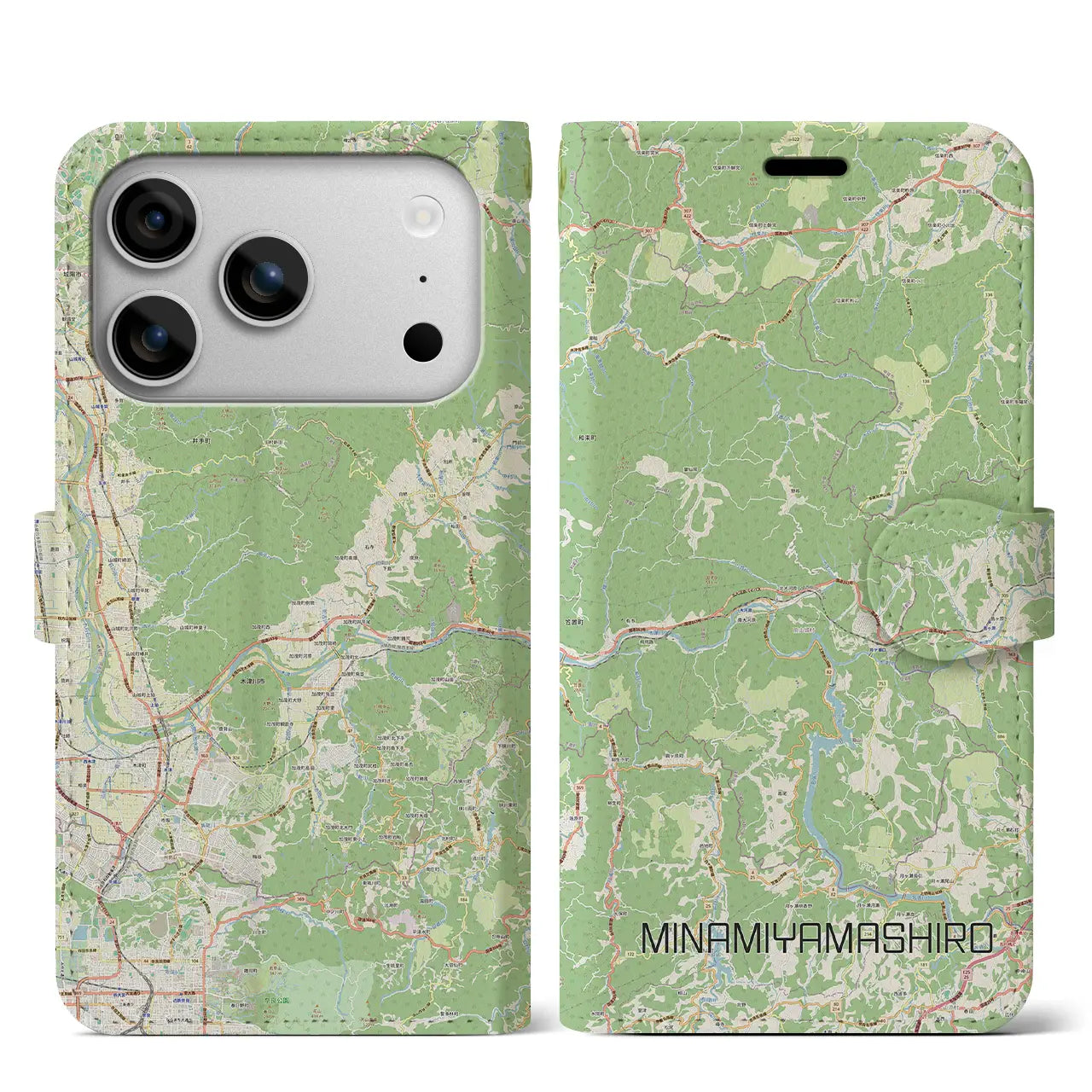 【南山城（京都府）】地図柄iPhoneケース（手帳タイプ）