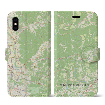 【南山城（京都府）】地図柄iPhoneケース（手帳タイプ）ナチュラル・iPhone XS / X 用