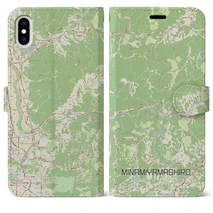 【南山城（京都府）】地図柄iPhoneケース（手帳タイプ）ナチュラル・iPhone XS Max 用