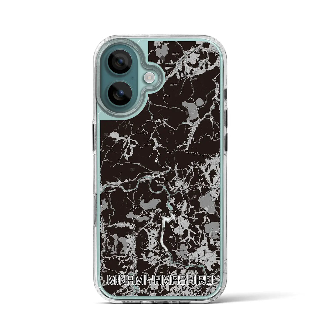 【南山城(京都府)】地図柄iPhoneケース(MagSafeタイプ)モノトーン・iPhone 16 Pro 用