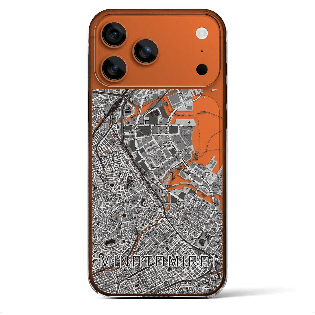 【みなとみらい（神奈川県）】地図柄iPhoneケース（クリアタイプ）モノトーン・iPhone 17 Pro Max 用