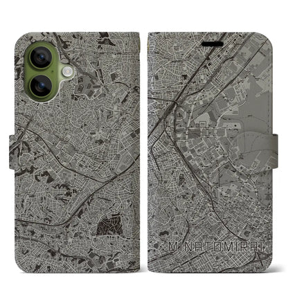 【みなとみらい（神奈川県）】地図柄iPhoneケース（手帳タイプ）