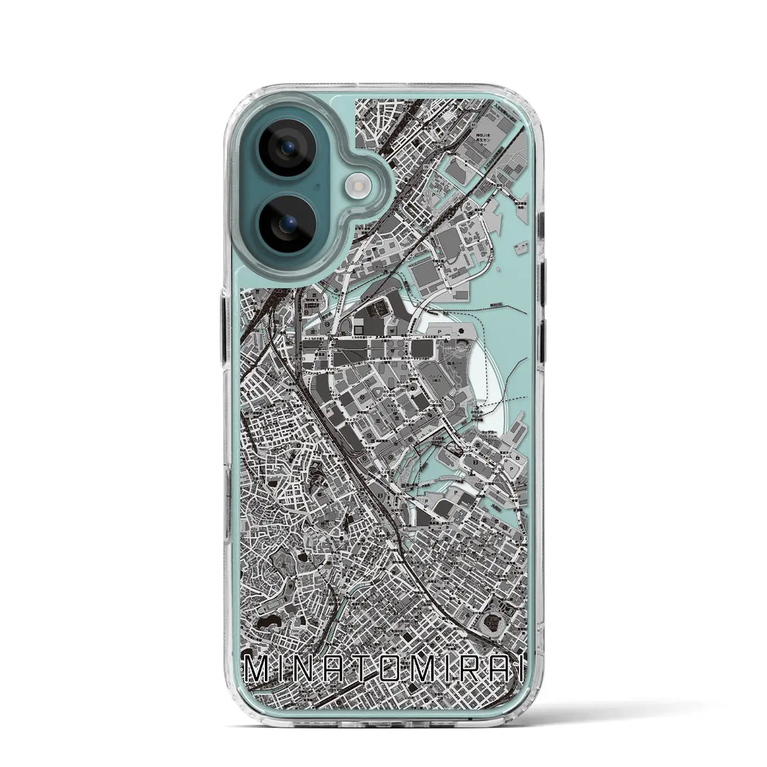 【みなとみらい（神奈川県）】地図柄iPhoneケース（MagSafeタイプ）モノトーン・iPhone 16 Pro 用