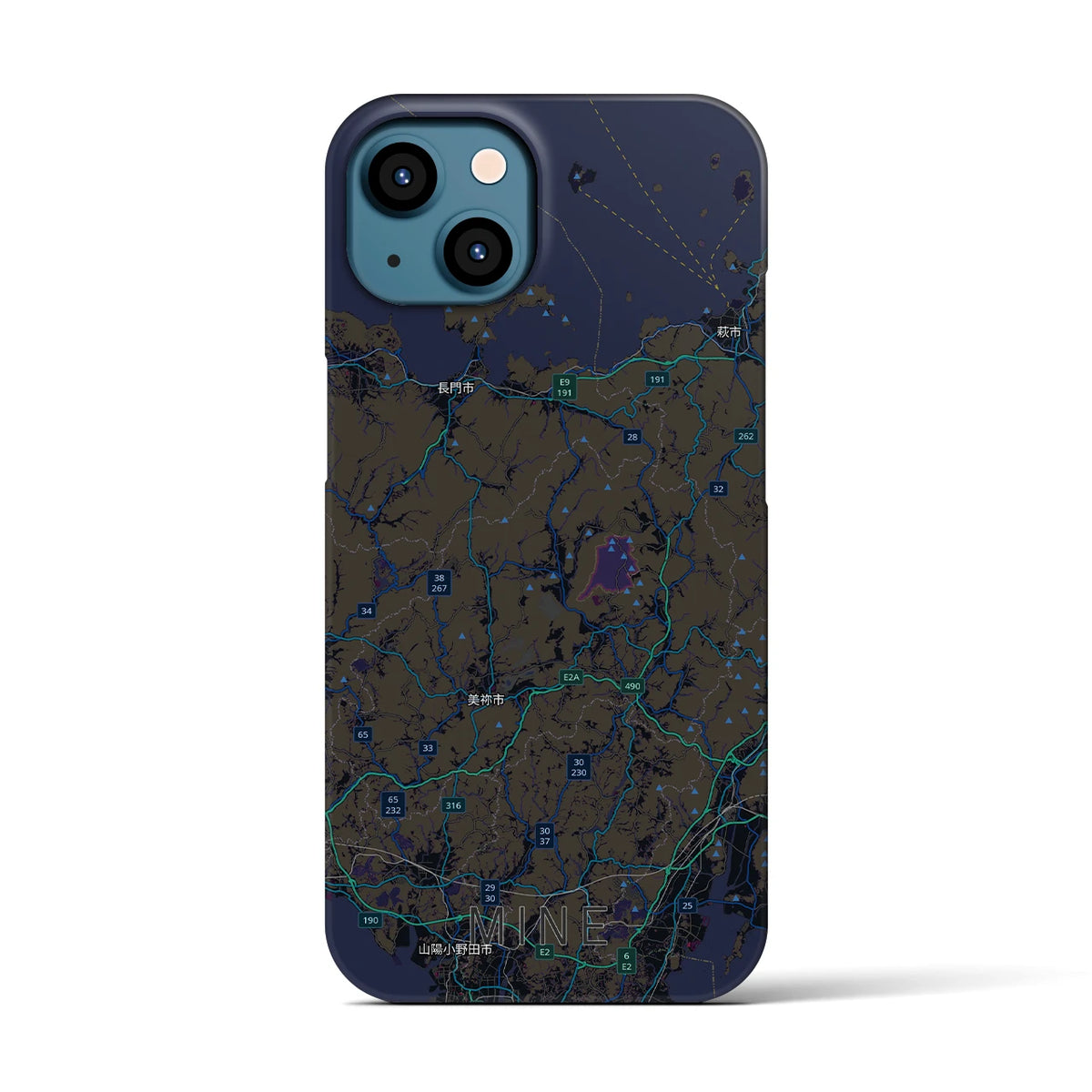 【美祢2（山口県）】地図柄iPhoneケース（バックカバータイプ）