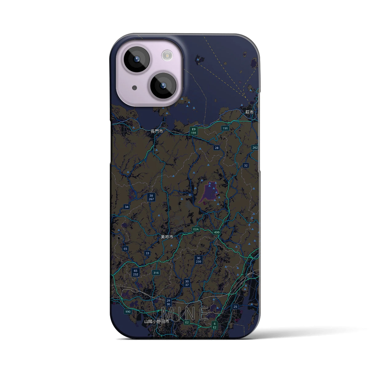 【美祢2（山口県）】地図柄iPhoneケース（バックカバータイプ）
