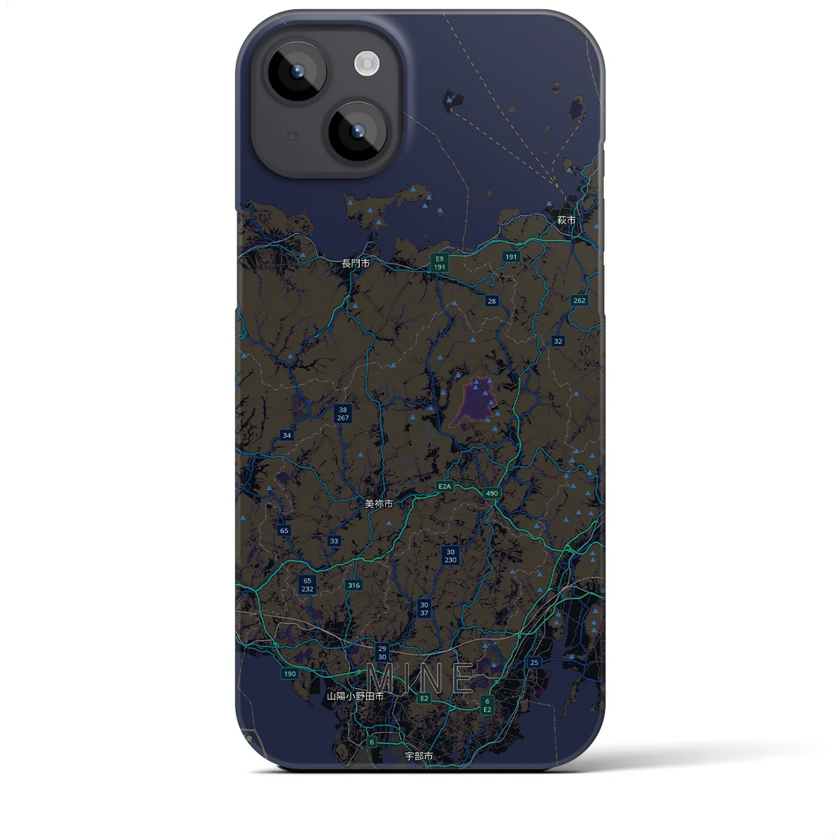 【美祢2（山口県）】地図柄iPhoneケース（バックカバータイプ）