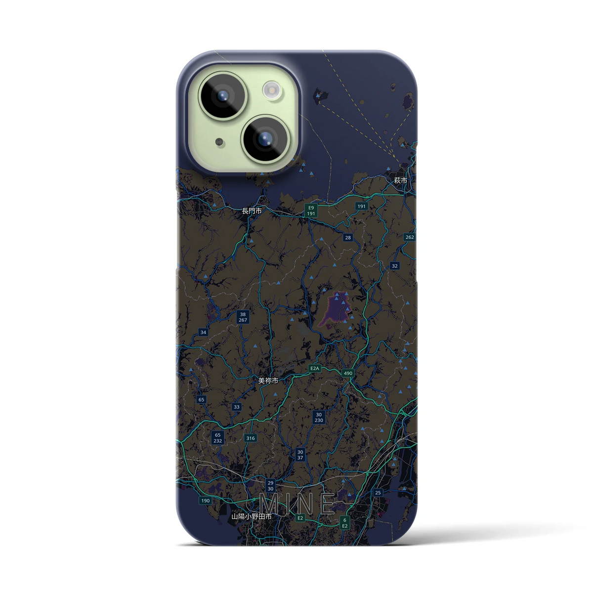 【美祢2（山口県）】地図柄iPhoneケース（バックカバータイプ）