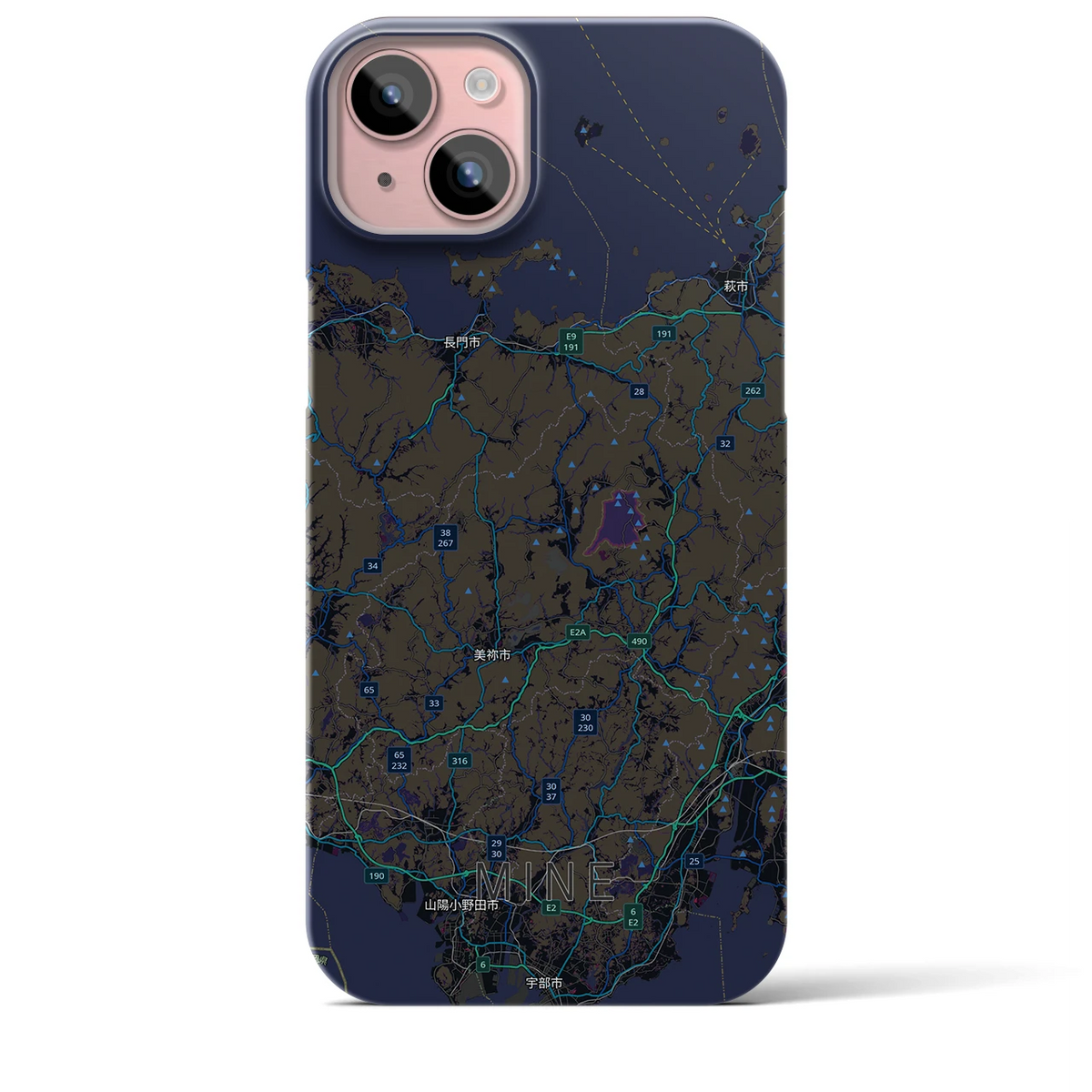 【美祢2（山口県）】地図柄iPhoneケース（バックカバータイプ）