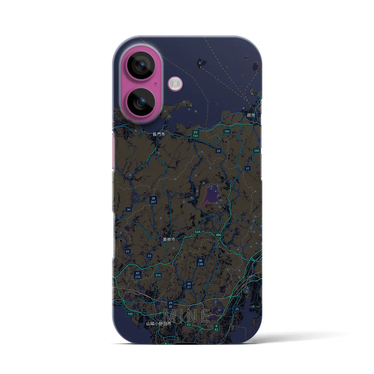 【美祢2（山口県）】地図柄iPhoneケース（バックカバータイプ）