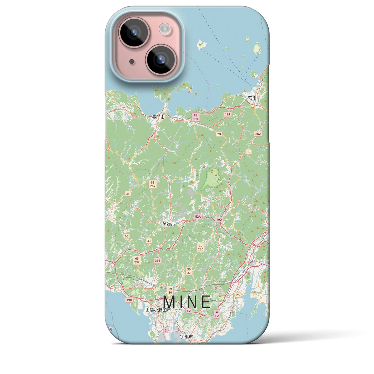 【美祢2（山口県）】地図柄iPhoneケース（バックカバータイプ）