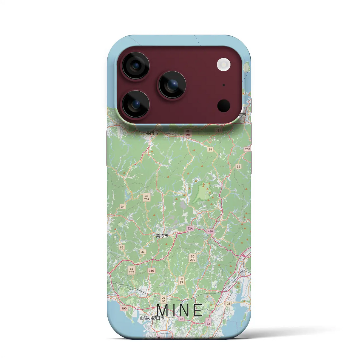 【美祢2（山口県）】地図柄iPhoneケース（バックカバータイプ）ブラック・iPhone 18 Pro Max / 17 Pro Max 用