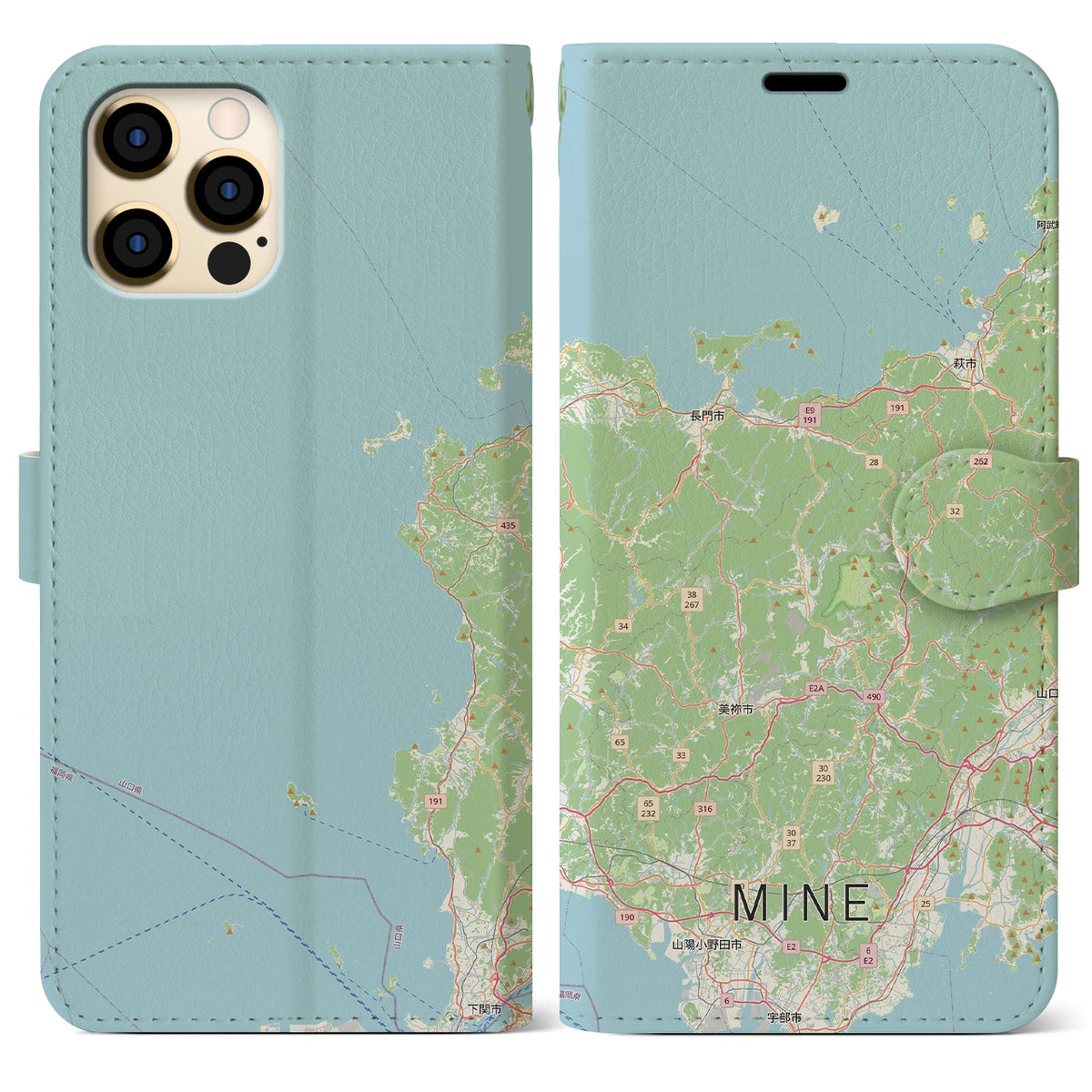 【美祢2（山口県）】地図柄iPhoneケース（手帳タイプ）