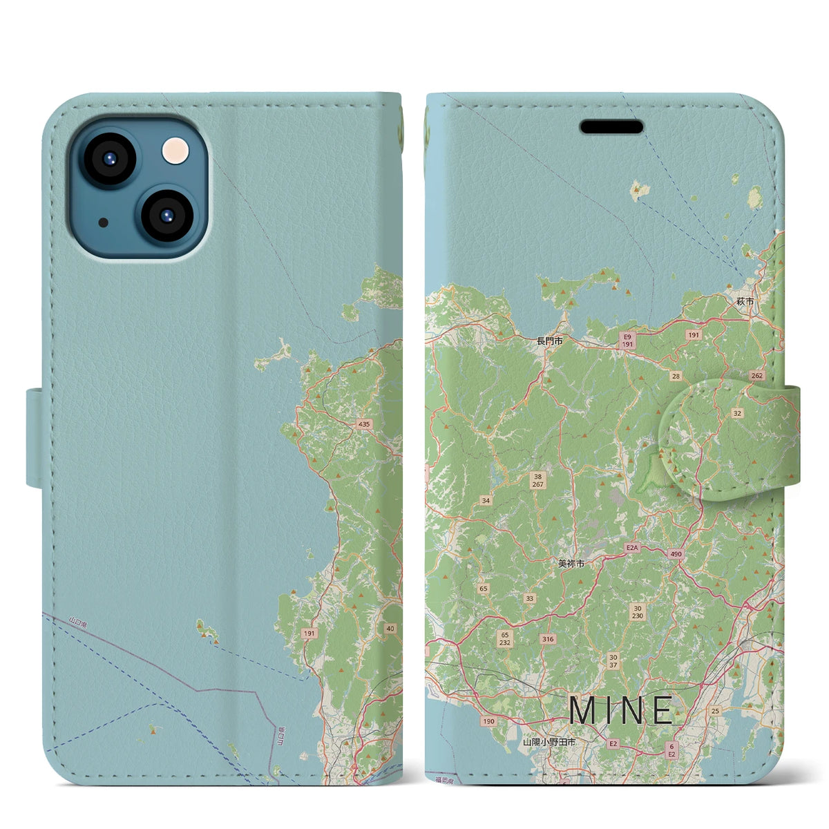 【美祢2（山口県）】地図柄iPhoneケース（手帳タイプ）