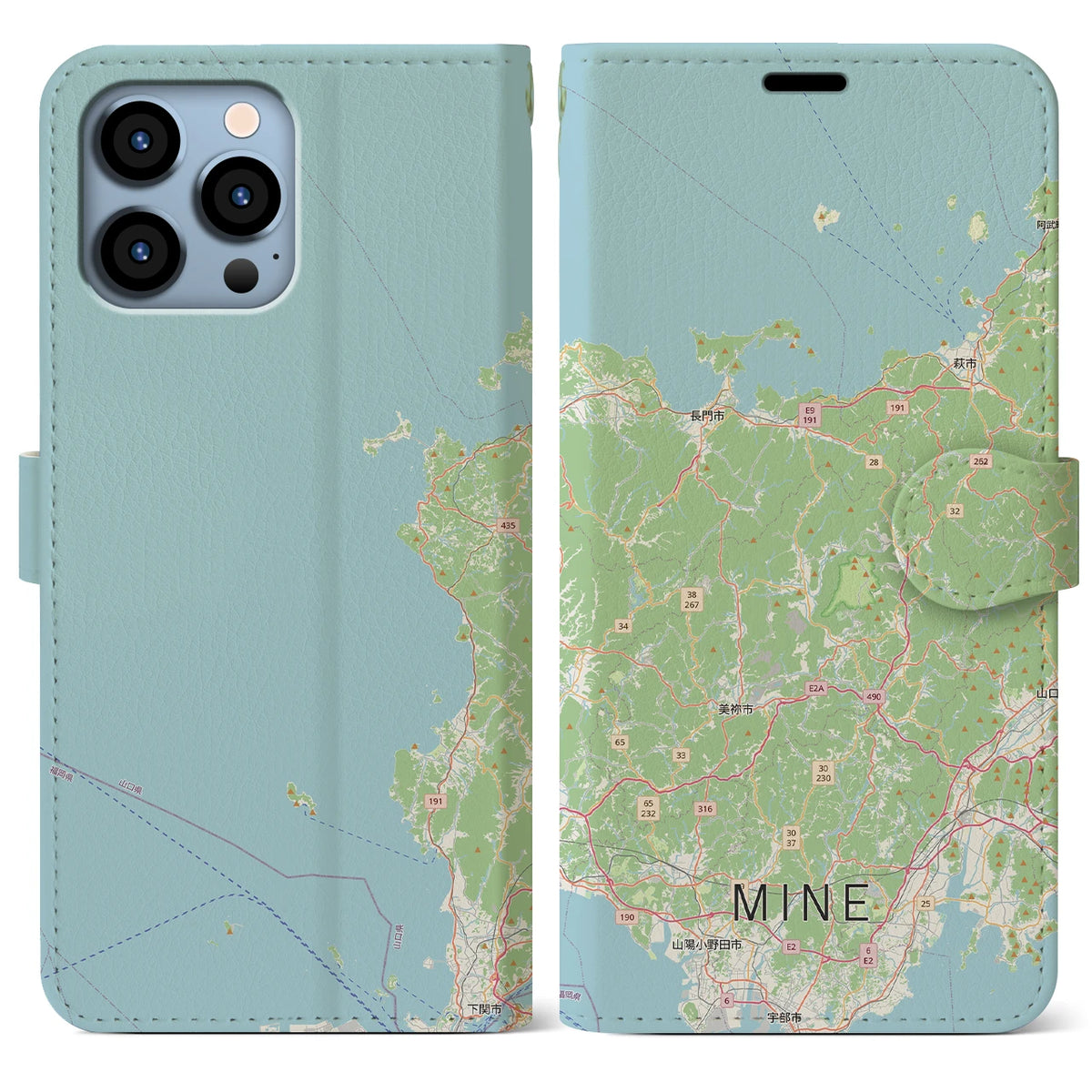 【美祢2（山口県）】地図柄iPhoneケース（手帳タイプ）