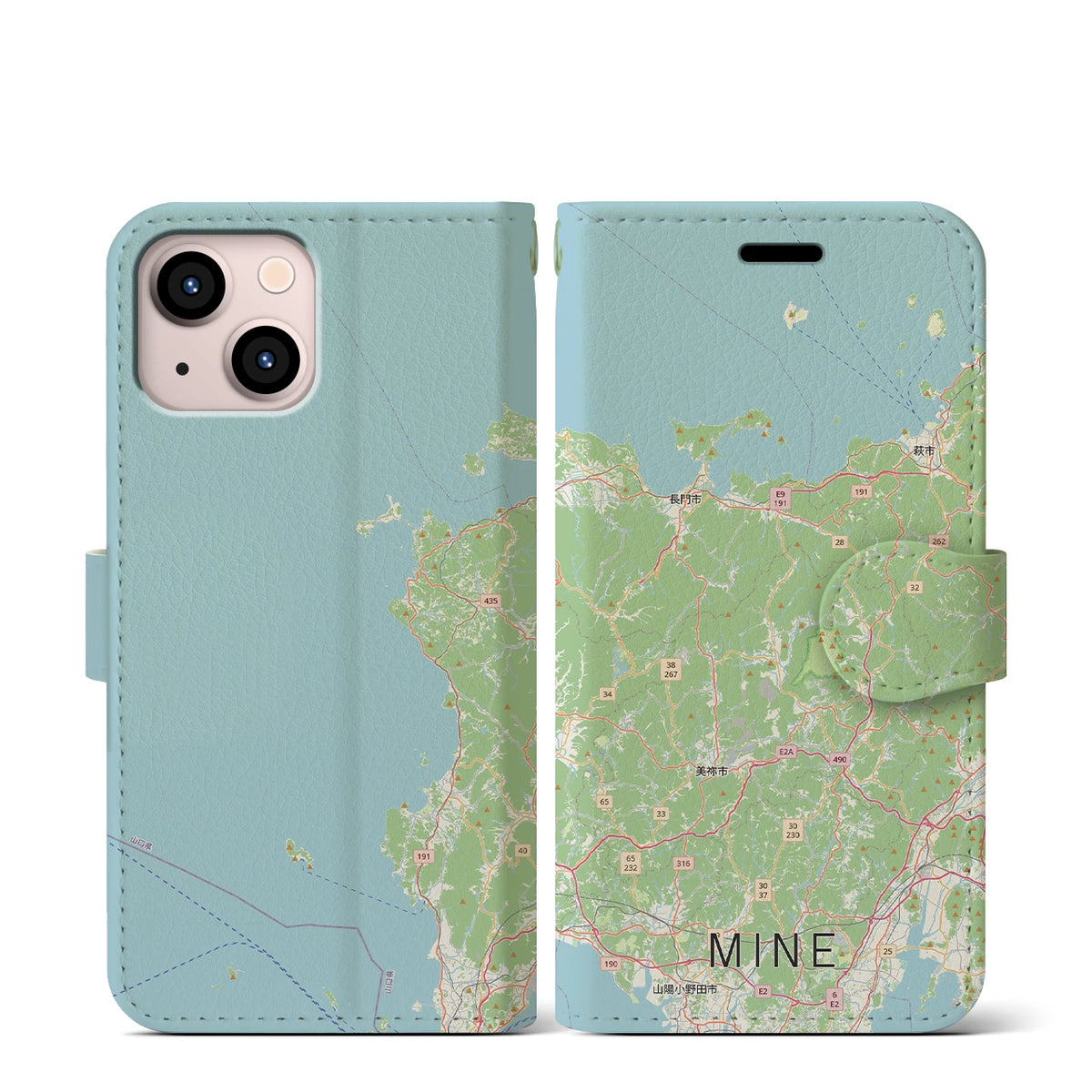 【美祢2（山口県）】地図柄iPhoneケース（手帳タイプ）