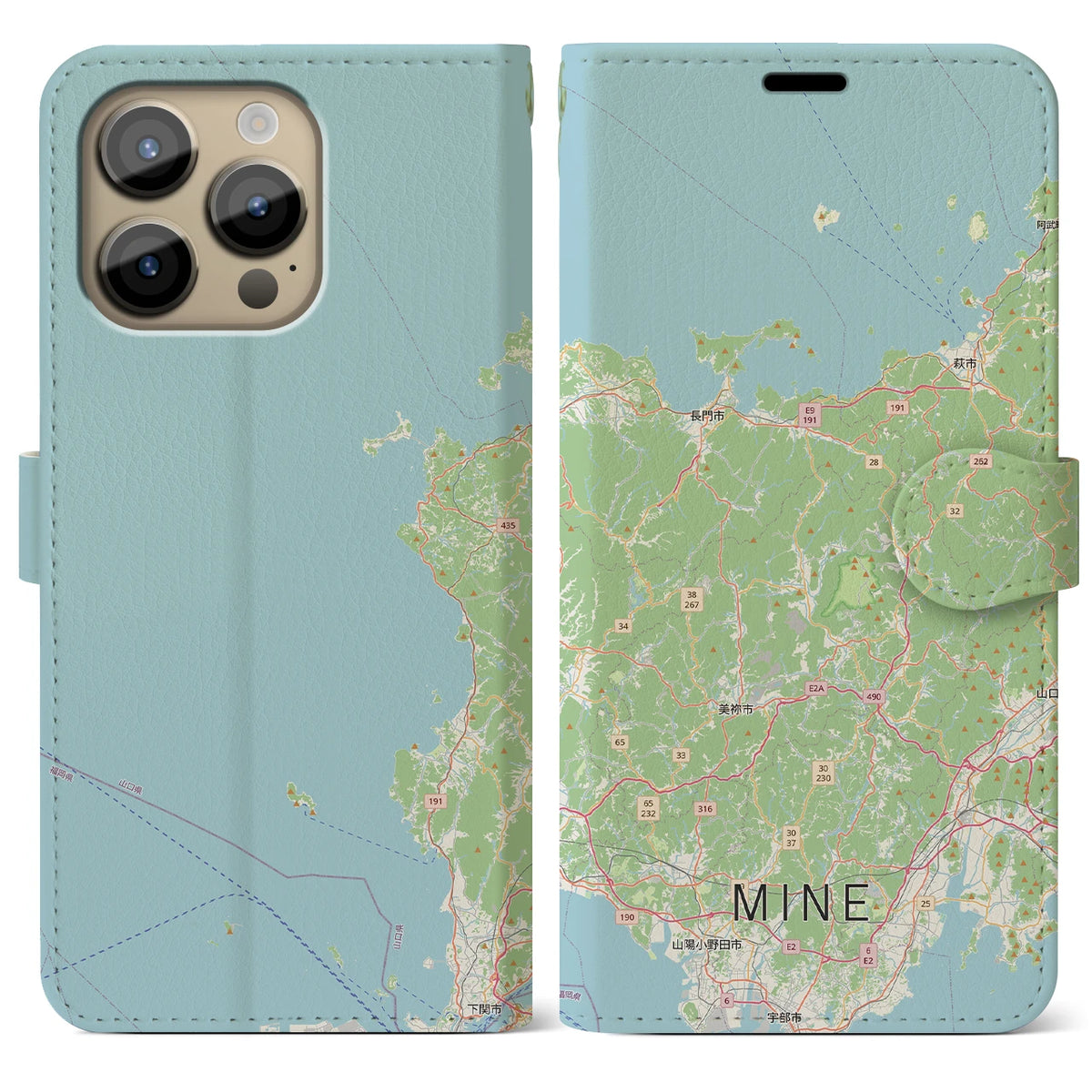 【美祢2（山口県）】地図柄iPhoneケース（手帳タイプ）