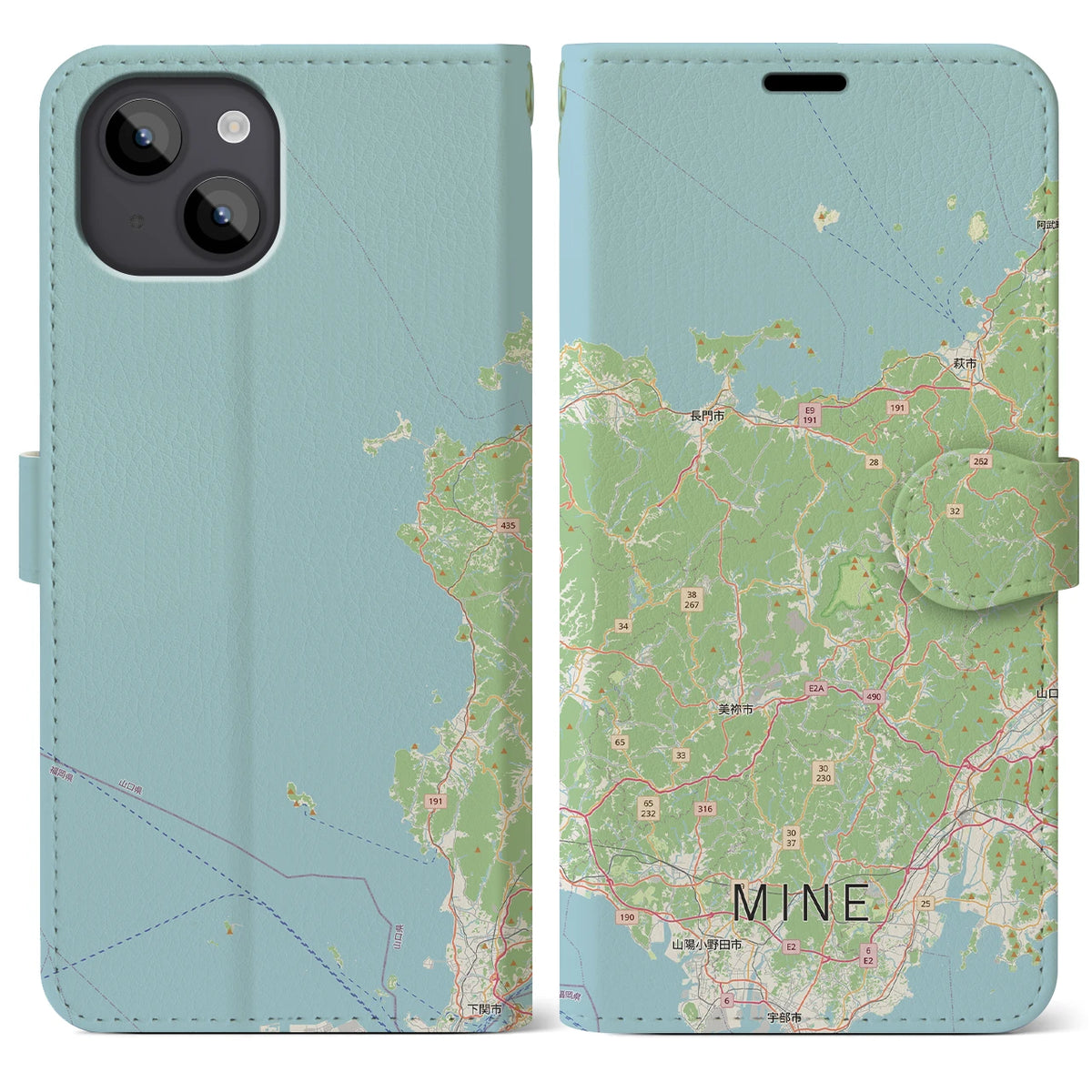 【美祢2（山口県）】地図柄iPhoneケース（手帳タイプ）