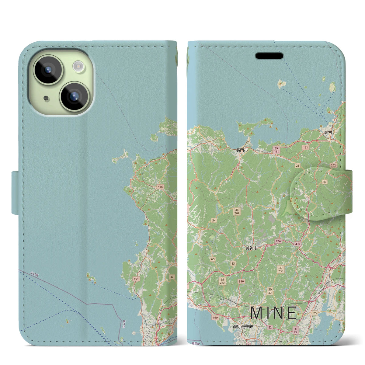 【美祢2（山口県）】地図柄iPhoneケース（手帳タイプ）