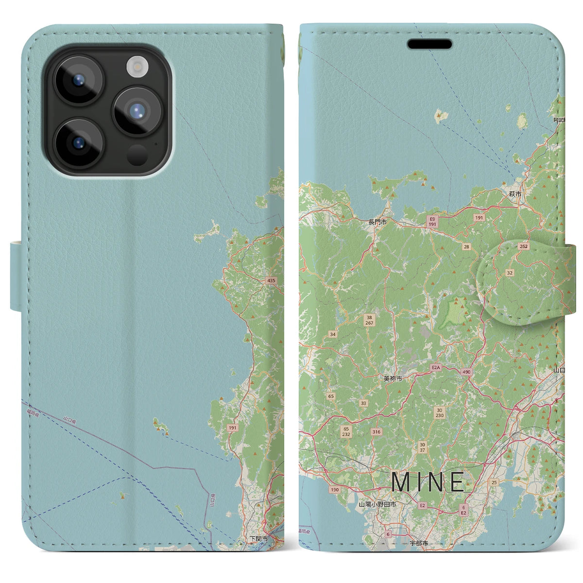 【美祢2（山口県）】地図柄iPhoneケース（手帳タイプ）