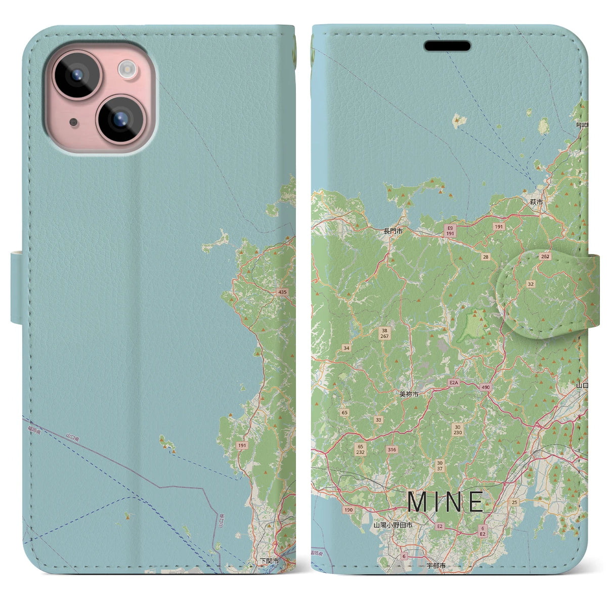 【美祢2（山口県）】地図柄iPhoneケース（手帳タイプ）