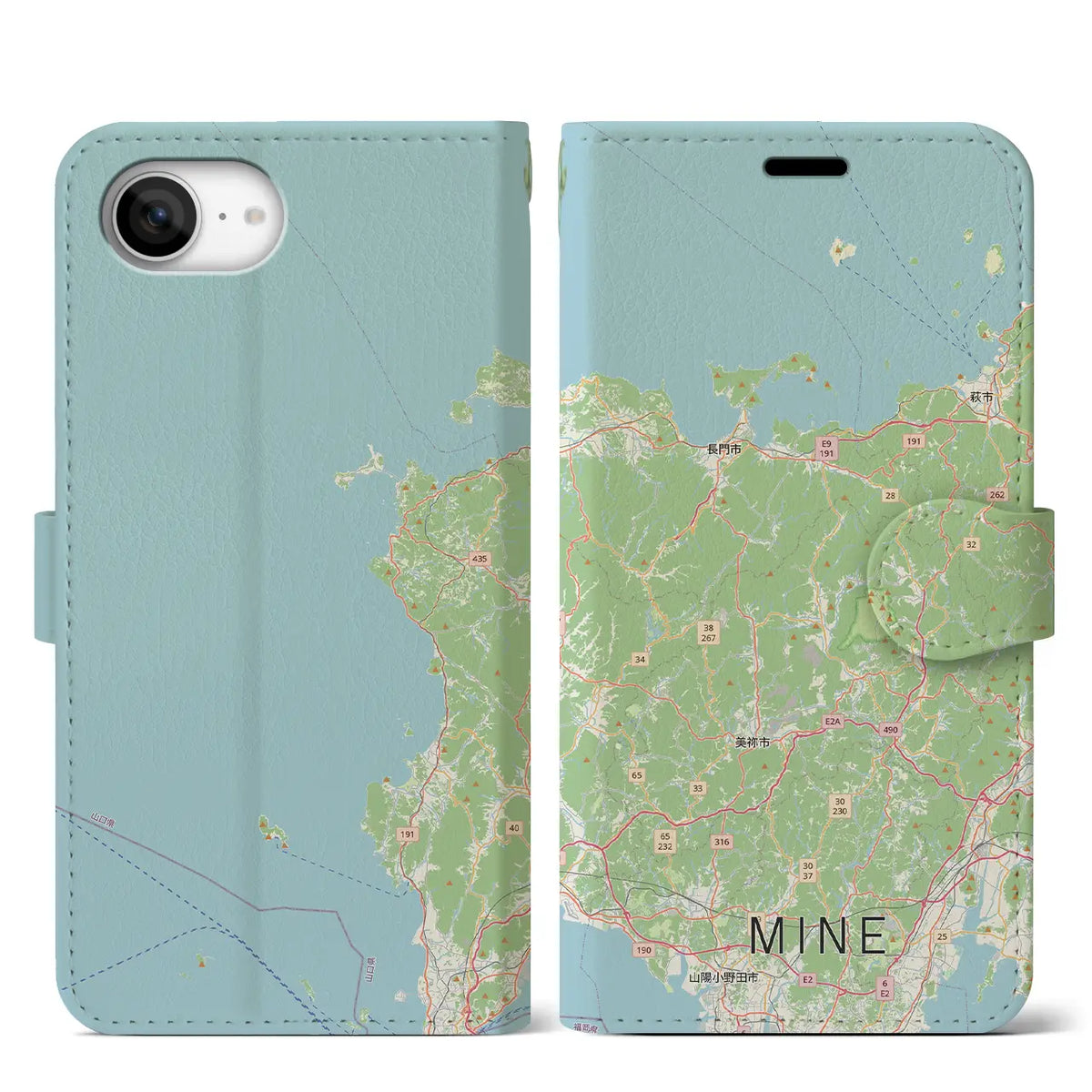 【美祢2（山口県）】地図柄iPhoneケース（手帳タイプ）