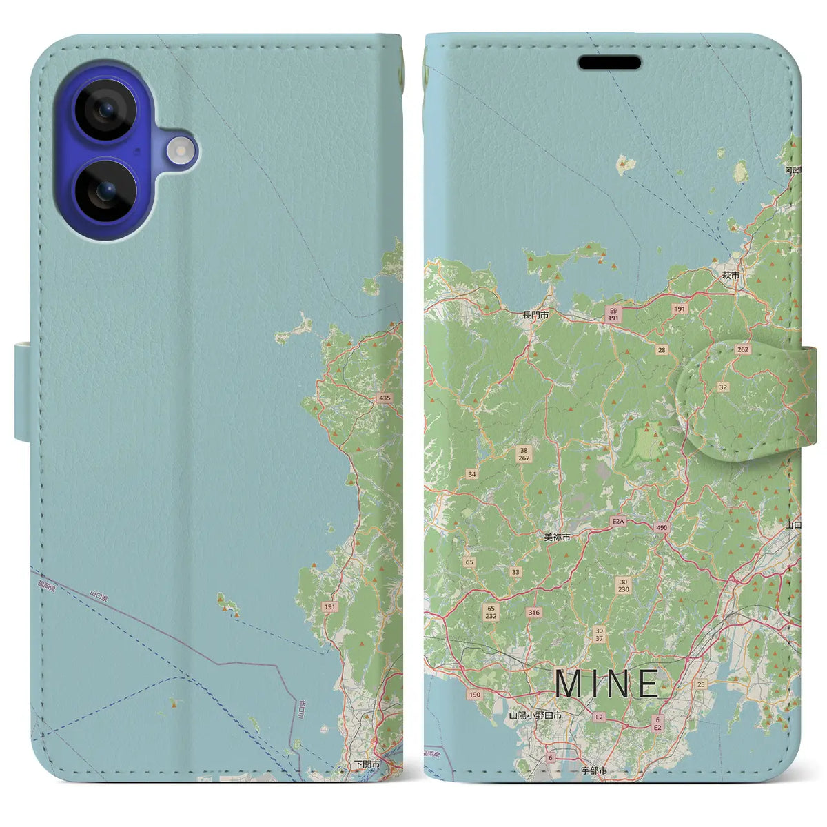 【美祢2（山口県）】地図柄iPhoneケース（手帳タイプ）
