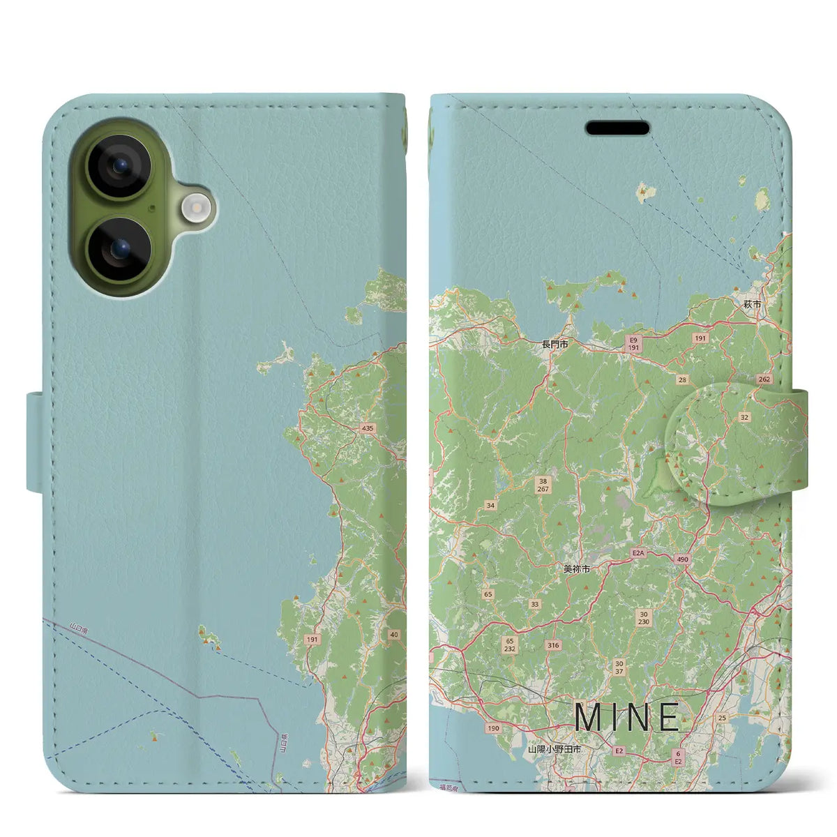 【美祢2（山口県）】地図柄iPhoneケース（手帳タイプ）