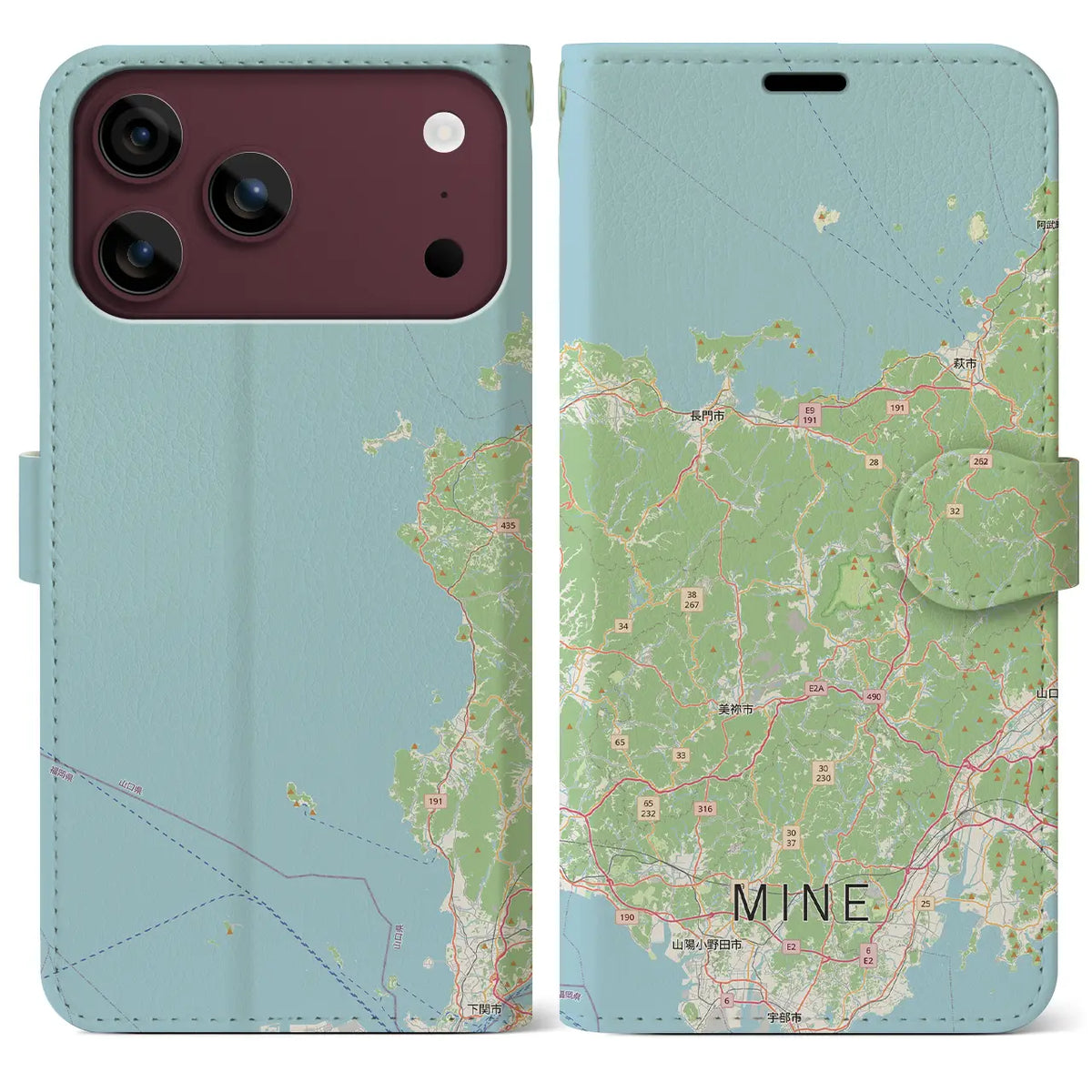 【美祢2（山口県）】地図柄iPhoneケース（手帳タイプ）